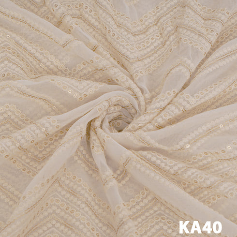 Dyeable Embroidered Sequins Georgette Fabric-KA40